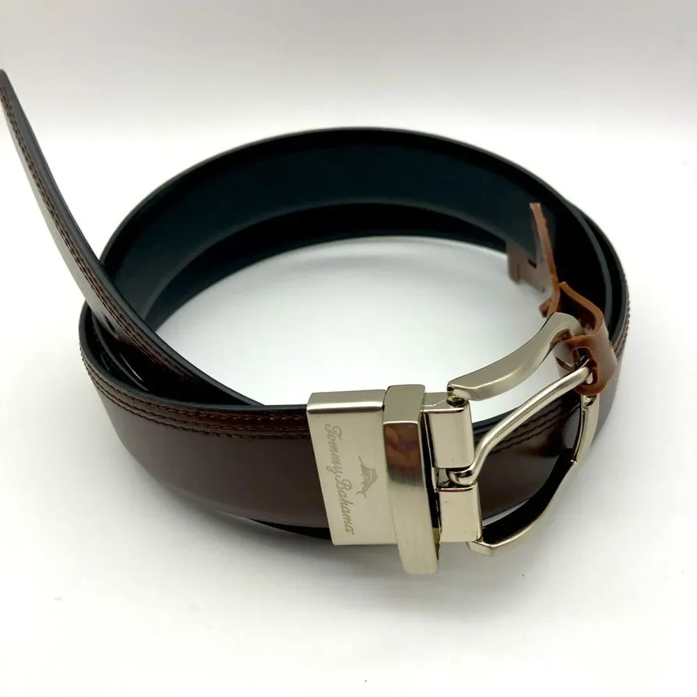 NWT Tommy Bahama Reversible Brown/Black Leather Men’s Belt Size XL 42-44